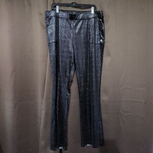 Juicy Couture Ankle Pants Womens XL Silver Shine Velour Pull On Pockets Glam